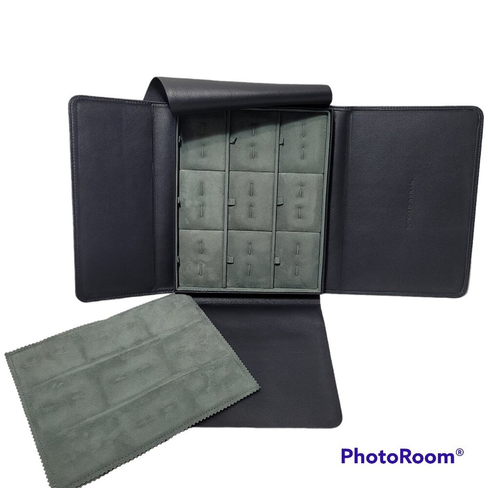 Ronald Abram Leather Jewelry Case Travel Carrying Empty Fold Out Magnetic Close